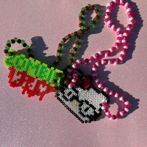 Colorful Beaded Candy & Perler Necklace Set